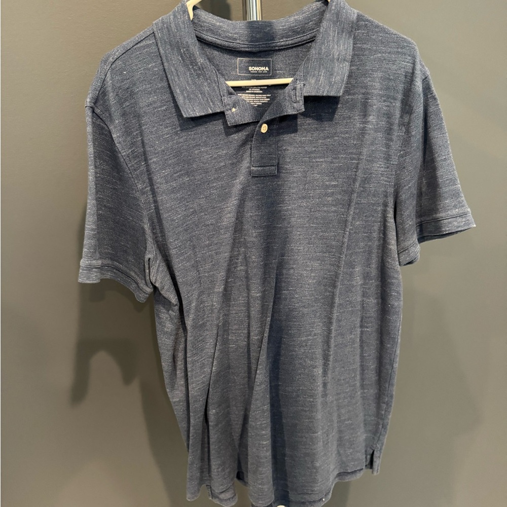 Sonoma Men's Heathered Navy Blue Polo